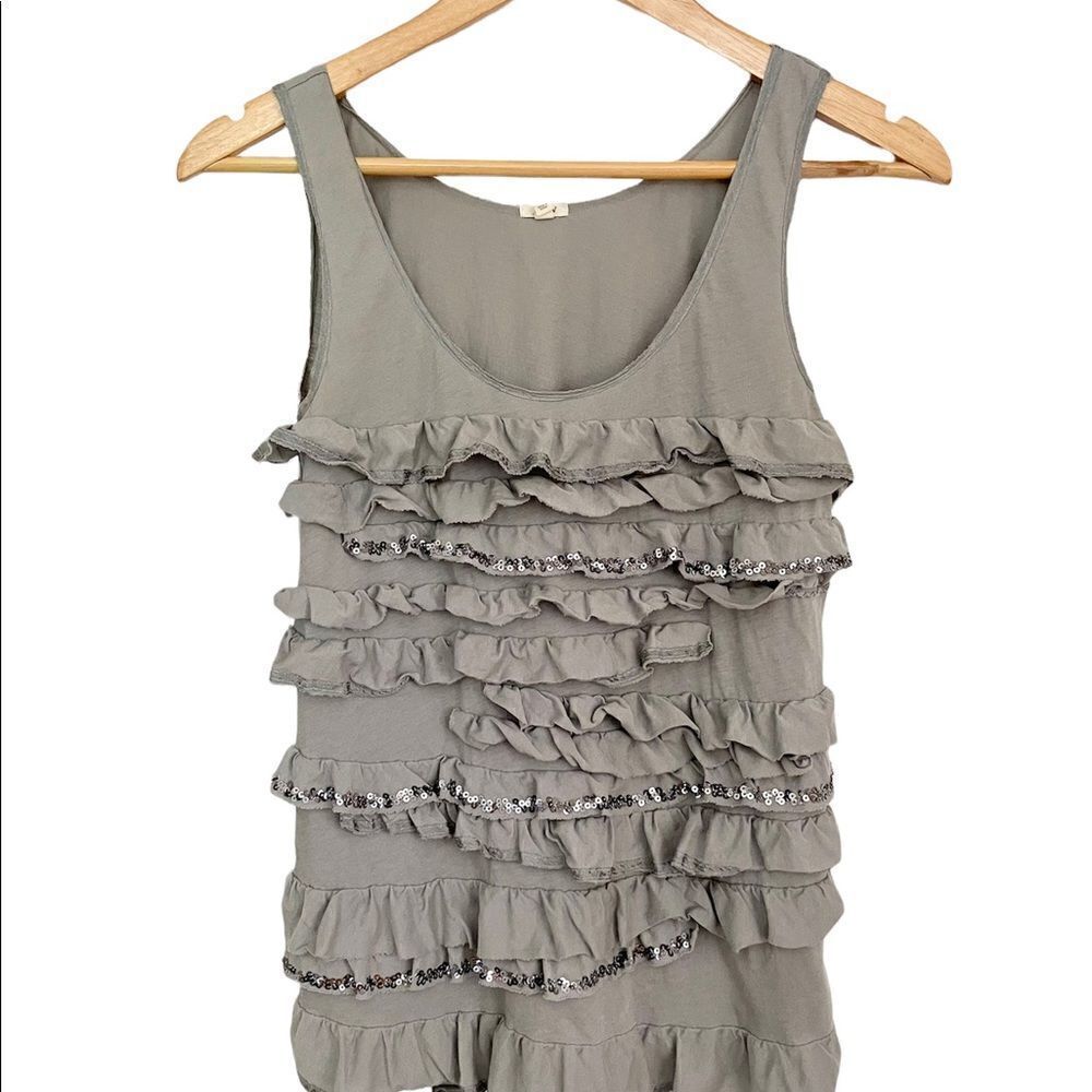 J. Crew Ruffled Tank Top, Gray